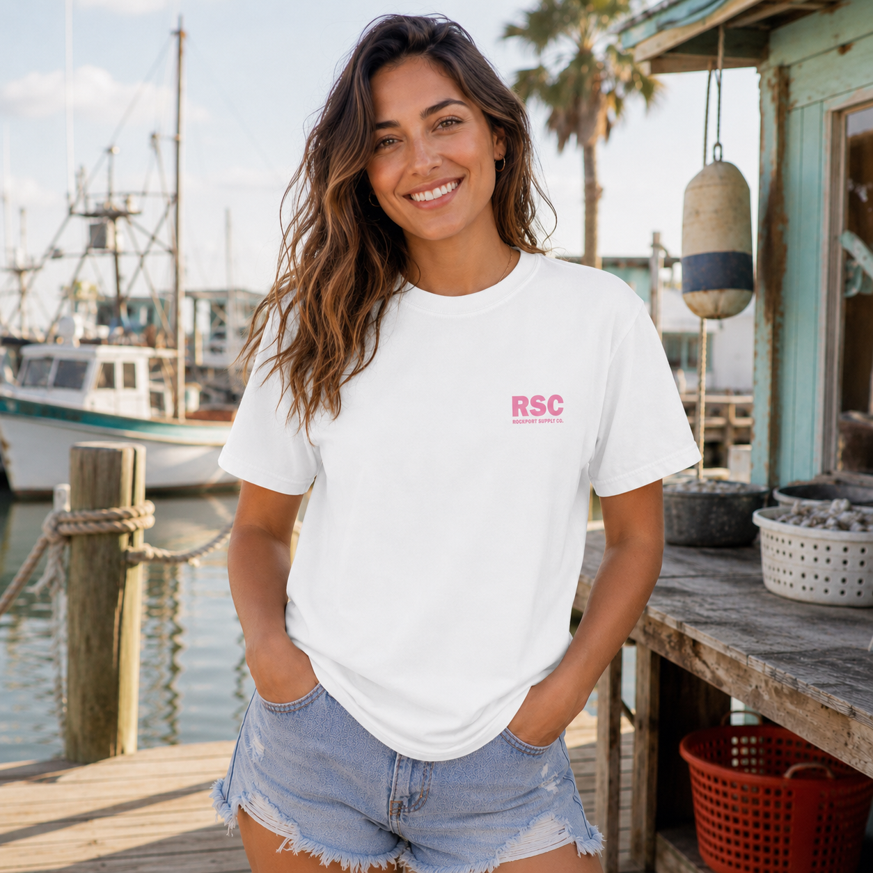 Rockport Local Tee Pink/White