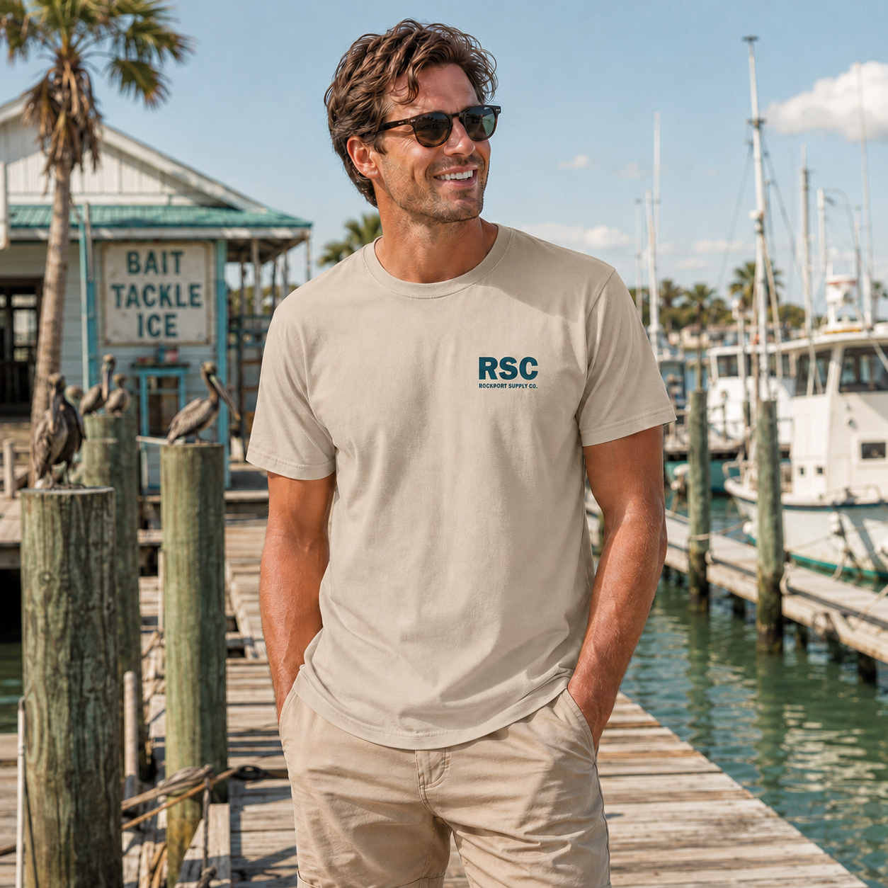 Rockport Local Tee - Teal/Khaki